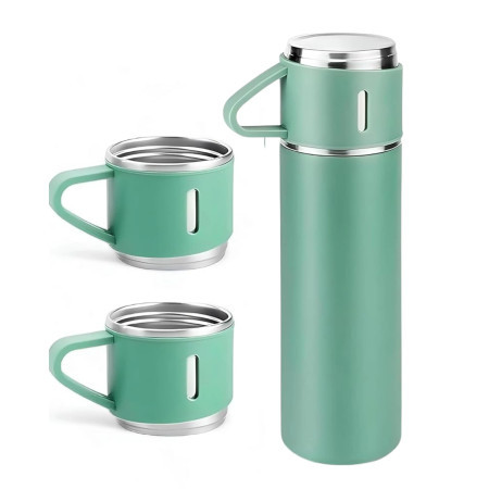 Vacuum flask and 2 cups set (500 ml Green)
