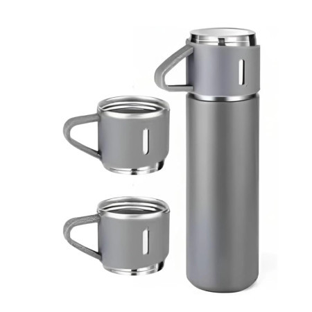 Vacuum flask and 2 cups set (500 ml Grey)