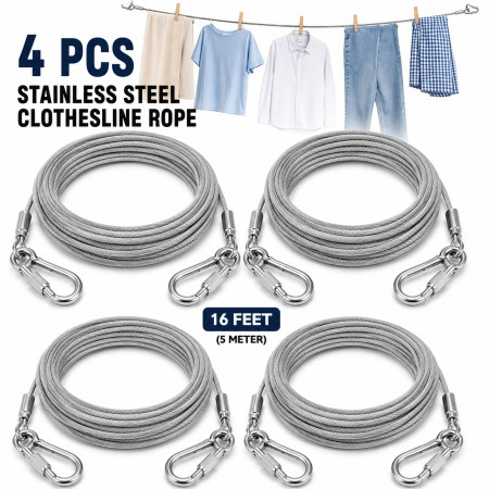 Stainless Steel Clothesline Rope-16 Feet (4 Pcs)